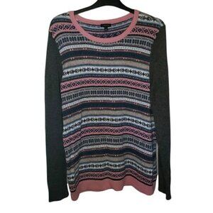 Talbots Lambswool Blend Patterned Sweater Size Large